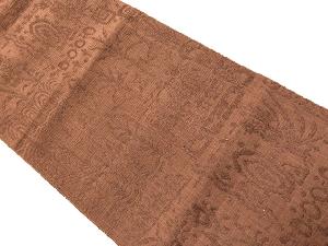 リサイクル　建物・草花・鳥模様織出し名古屋帯